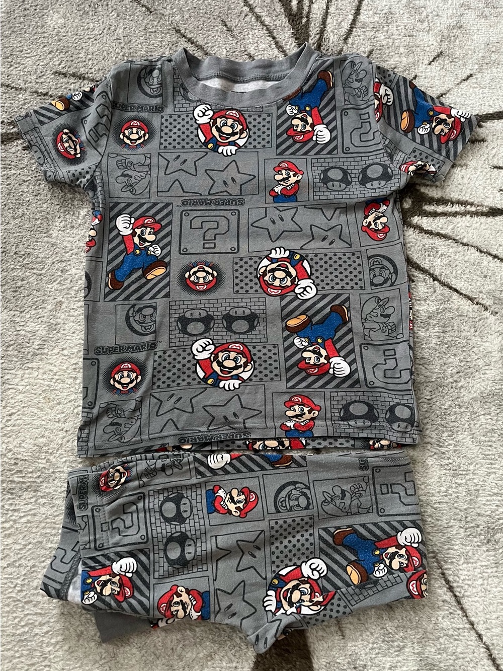Nintendo Gray and Red Super Mario Boy’s Pajama Set